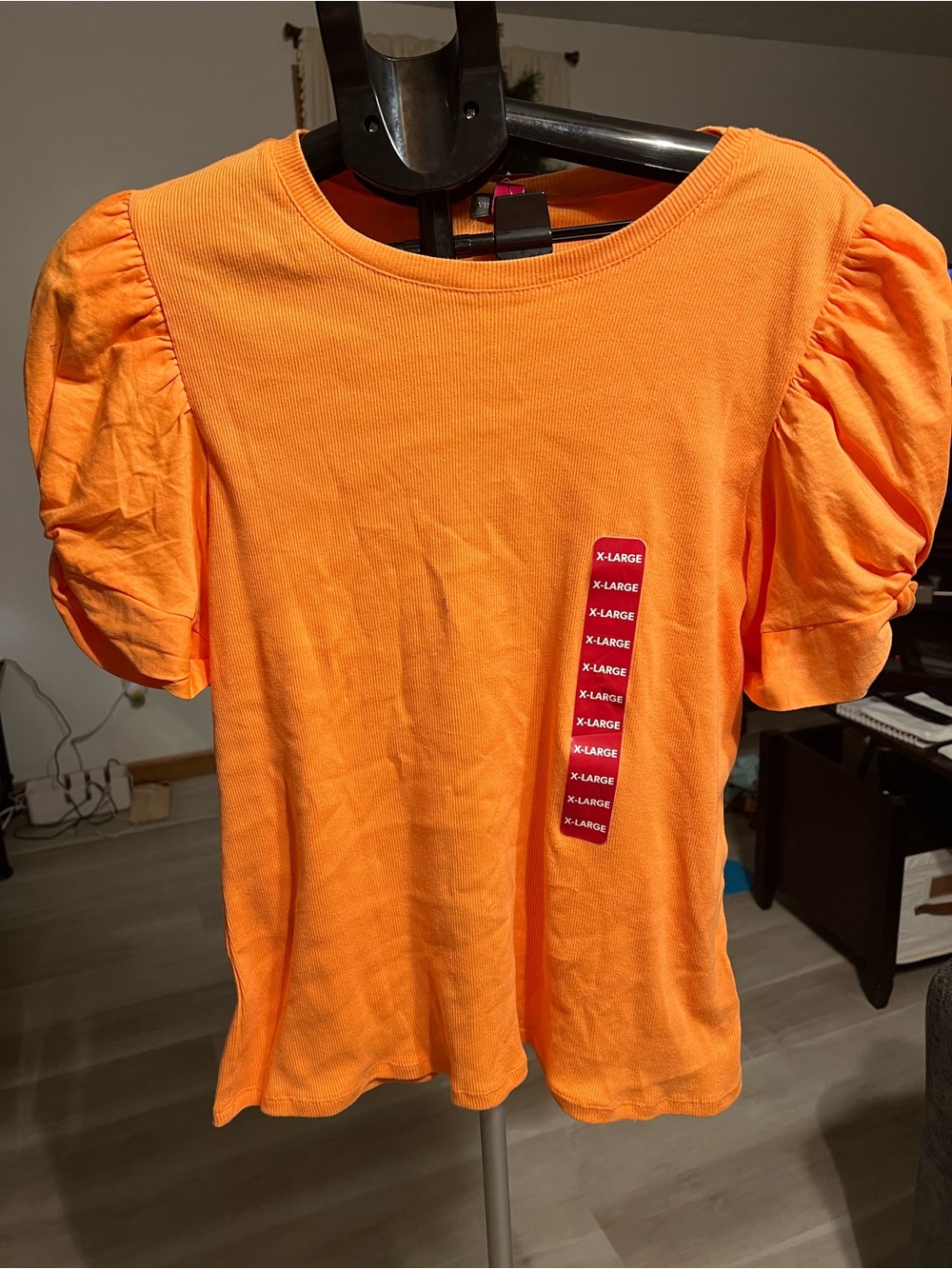 Vince Camuto Vibrant Orange Puff Sleeve Crew Tee